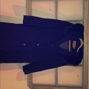 Stunning black and fur long pea coat